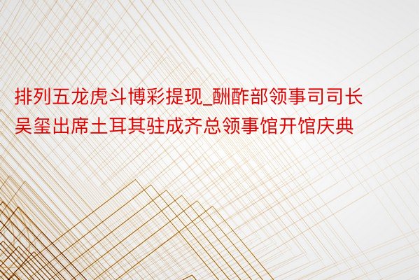 排列五龙虎斗博彩提现_酬酢部领事司司长吴玺出席土耳其驻成齐总领事馆开馆庆典