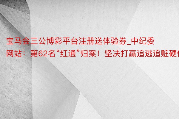 宝马会三公博彩平台注册送体验券_中纪委网站：第62名“红通”归案！坚决打赢追逃追赃硬仗